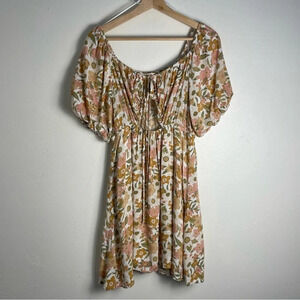Baevely Mini Dress Everything And More Dress Multi Floral Keyhole Puff Sleeve